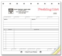 Wholesaler Forms, Carbonless, Small Format Packing Lists
