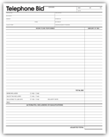 Packing Lists, Telephone Bids