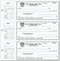 3-To-A-Page Checks, 3-On-A-Page Compact Size Checks with Side-Tear Voucher